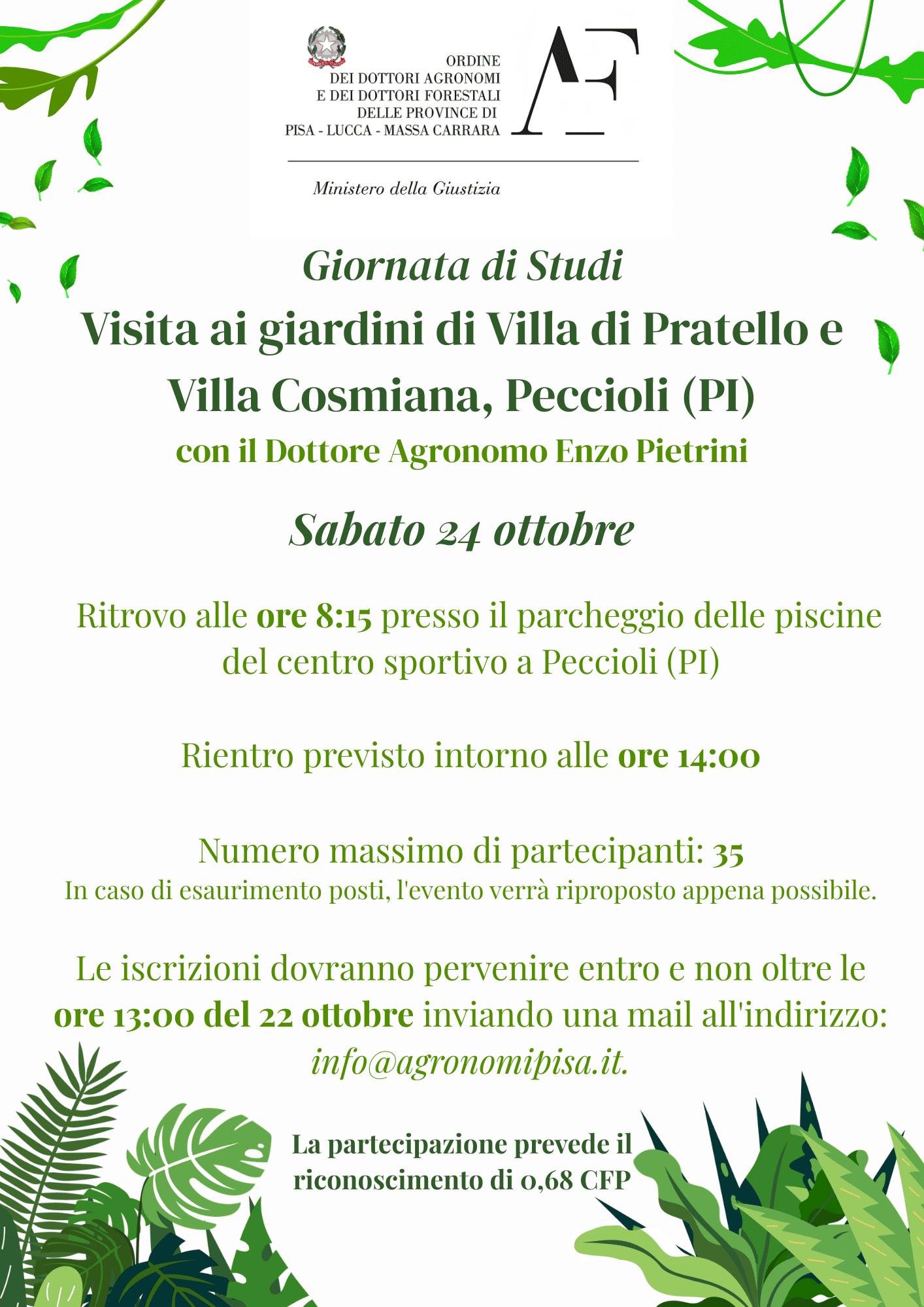Giornata di studi: visita ai giardini di Villa di Pratello e Villa Cosmiana, Peccioli (PI) – sabato 24 ottobre 2026